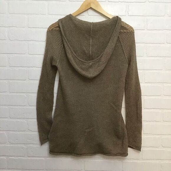 Kenar Hoodie Crochet Knit Sweater Tan Medium Beige Neutral Tone - Picture 3 of 13